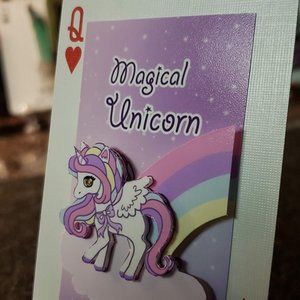 Magical Unicorn - 3D Art Card Collectible Gift - w/Display Stand & Gift Box